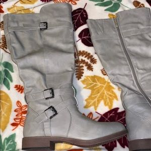Knee high taupe boots